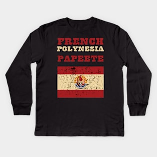 Flag of French Polynesia Kids Long Sleeve T-Shirt